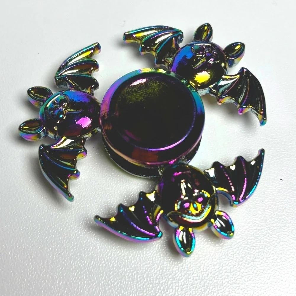 Metalic Rainbow‎ Bat Fidget Spinner Metal Goth Halloween Sensory Toy